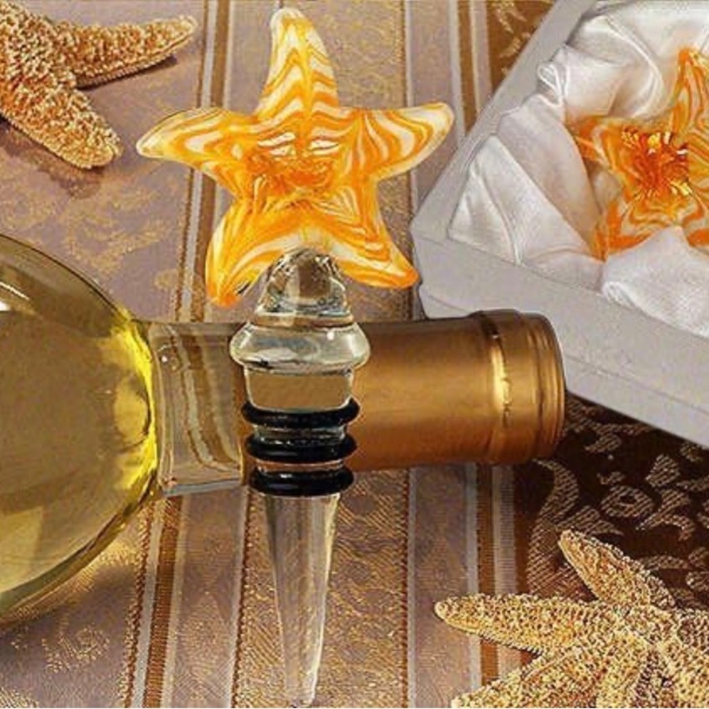 Murano Yellow Starfish Wine Stopper
